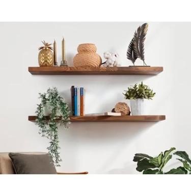 Imagem de Prateleira InvisíVel De Madeira Suspensa, Prateleira Decorativa Moderna Para Sala E Quarto, E Design Flutuante(Com 6 Envelhecida 60cm)