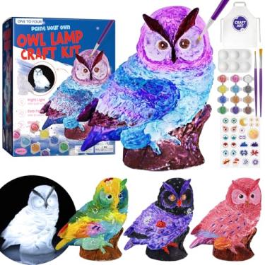 Imagem de Kit de lâmpadas Paint Your Own Owl, kits de pintura de materiais de arte para crianças de 6 a 12 anos, artes e artesanato para crianças de 8 a 12 anos, brinquedo de coruja, meninas, meninos, presentes