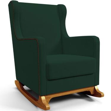 Imagem de Poltrona de Amamentação com Balanço Mavie L02 Suede Verde Musgo - Lyam Decor