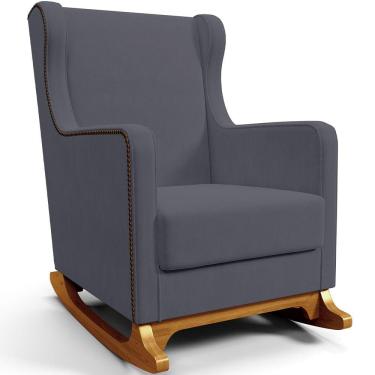 Imagem de Poltrona de Amamentação com Balanço Mavie L02 Suede Cinza - Lyam Decor