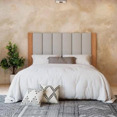 Imagem de Cabeceira Estofada Casal Reta TW194 Freijó Linho Cinza Claro J18 Dalla Costa