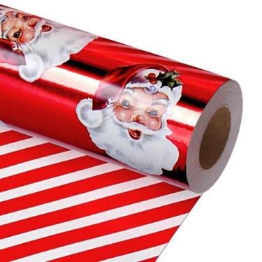 Imagem de Papel de embrulho de presente LaRibbons Vintage Santa de dupla face 43