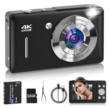 Imagem de SMARTKLIK Câmera Digital FHD 1080p 44MP com Detecção de Rosto, Captura de Sorriso, Zoom 18x, 20 Filtros, Antivibração, Câmera Compacta Vintage Preta para Adolescentes e Meninas