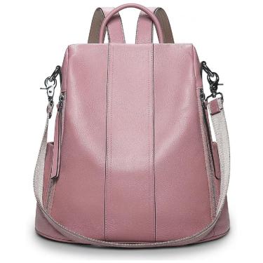 Imagem de Mochila Feminina de Couro Conversível para Bolsa de Ombro, S ZONE, Rosa