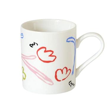 Imagem de Caneca com padrão pintado à mão caneca de cerâmica tulipa xícara de café simples pires chá da tarde caneca de café família (tamanho: B)