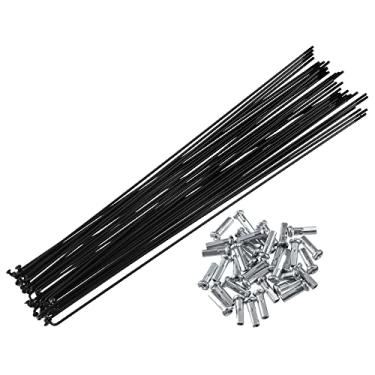 Imagem de Raios de bicicleta, 14G J Bend Raios de Aço para Bicicleta 136-293 mm Comprimento com Bicos Cabeça Reta Peças de Reposição para Bicicleta Preto (266 mm X 40 peças)