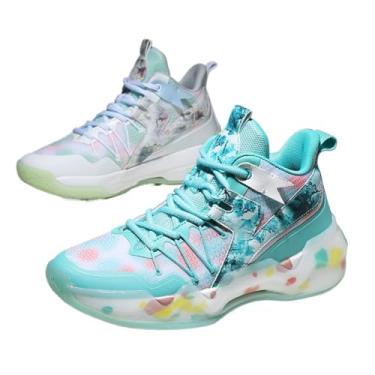 Imagem de Novetra Tênis de basquete esportivo masculino cano alto, respirável, com cadarço, amortecimento antiderrapante, casual e confortável(Two-color,35 BR)