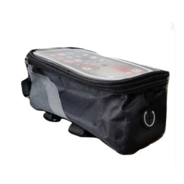 Imagem de Bolsa Case Porta Celular Para Bike Suporte Quadrado Bicicleta Fone Touch Porta Treco Com Zíper Cinza
