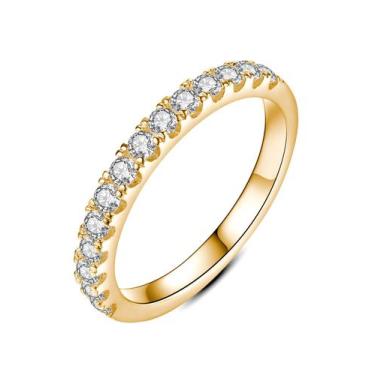 Imagem de Aliança de casamento IMOLOVE Moissanite em prata 925 com banhada a our