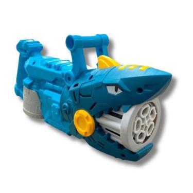 Imagem de Pistola de Bolhas Infantil Tubarão Automática Refil 70ml  Brinquedo de