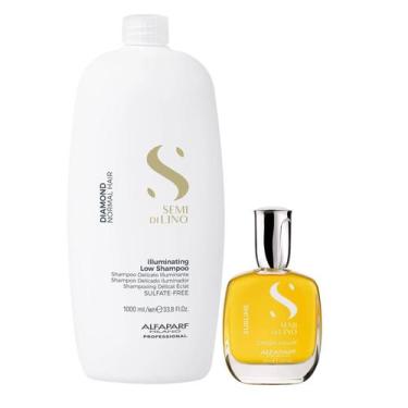 Imagem de Kit Alfaparf Semi Di Lino Diamond - Shampoo 1L + Cristalli 50ml