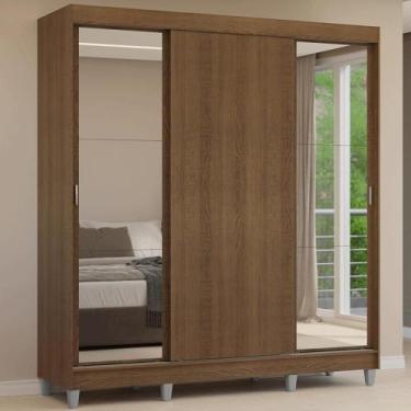 Imagem de Guarda-roupa Casal Com Pés 3 Portas De Correr Com Espelhos Rustic Reno