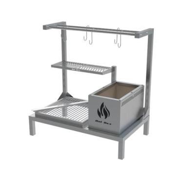 Imagem de Churrasqueira Parrilla de Alvenaria Com Grelha Uruguaia e Tendal 74x45