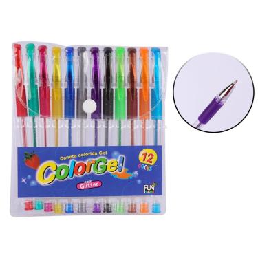 Imagem de Caneta Esferográfica 12 Pçs Tinta GEL Glitter - Tudo em Caixa