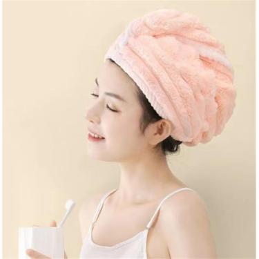 Imagem de Toalha de cabelo de microfibra para mulheres anti-frizz turbante de cabelo de secagem rápida para a maioria dos estilos de cabelo toalha de cabeça