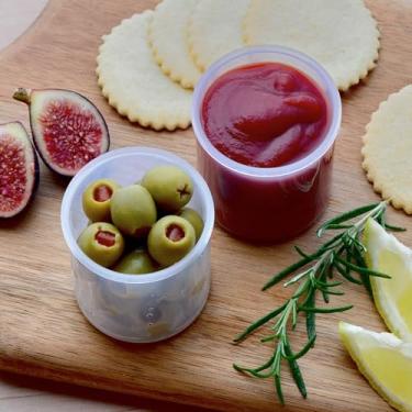 Imagem de Pacote com 2 recipientes para condimentos, recipientes de molho com tampa, recipiente de molho de salada de plástico