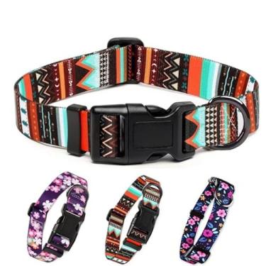Imagem de Coleiras pretas para cães pequenos, estampa boêmia, margarida, filhote de cachorro, macio, fofo, fivela ajustável para PP, pequeno, médio, grande, animais de estimação, cães, meninos, meninas, machos