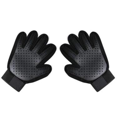 Imagem de Luvas removedoras de pelos para animais de estimação - Luvas de cuidados suaves para cães, gatos e cavalos - Escova de queda eficiente para cabelos longos e curtos - 1 par preto