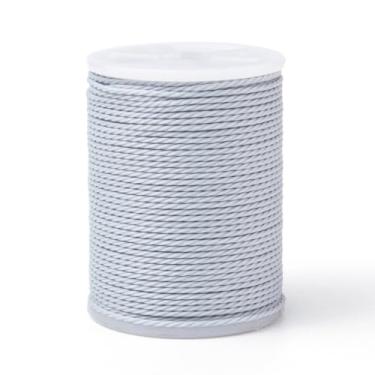 Imagem de Cordão torcido encerado redondo de 1 mm, 12 metros, fio de poliéster encerado, corda para pulseiras trançadas faça você mesmo, colar, joias, artesanato de costura de macramê, cinza claro