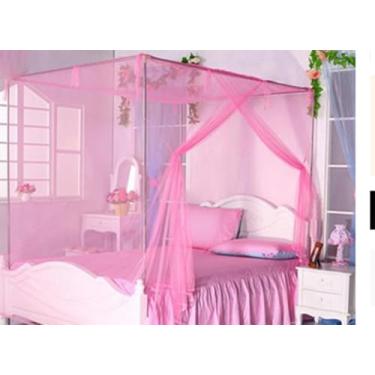 Imagem de Rede mosquiteira doméstica cor pura extra secreta cama de casal leve moda roupa de cama mosquiteiro (vermelho, tamanho único)