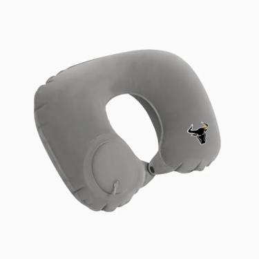 Imagem de Almofada de Pescoço Inflável em Formato U, Travesseiro de Viagem Portátil com Sistema de Inflagem Manual, Ajustável com Fivelas, para Avião, Carro, Escritório (Cinza)