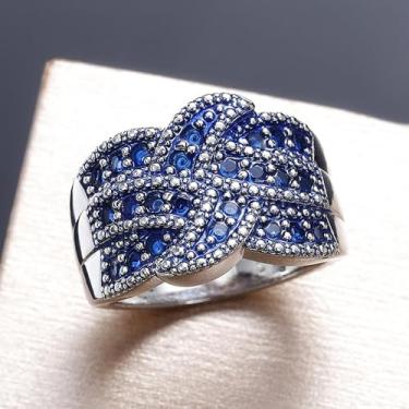 Imagem de Anéis de noivado de zircônia cúbica folheados a ouro branco, largos e modernos, alianças de compromisso, festas noturnas, presentes de dia dos namorados, alianças de eternidade para mulheres, 7, Cobre