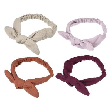 Imagem de Bandanas modernas com nó lateral largo para meninas 19 x 5 cm, vermelho, roxo, 4 peças
