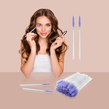 Imagem de G2PLUS Escova de cílios 100 peças, varinhas de rímel descartáveis, pincéis de spoolie de cílios de cristal para maquiador, extensão de cílios, salão de beleza, maquiagem de viagem e casamento (branco