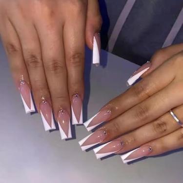 Imagem de Decoração de unhas, unhas postiças, cola de cobertura completa nas unhas, bastão de acrílico nas unhas para decoração de manicure feminina