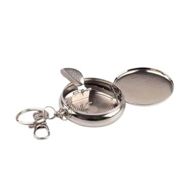 Imagem de Cinzeiro portátil - Mini relógio de bolso circular estilo com chaveiro, cinzeiro de cigarro de aço inoxidável durável