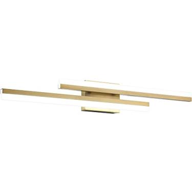 Imagem de PRESDE Luminária de LED moderna regulável de 81,28 cm para banheiro sobre espelho de iluminação dourada (branco frio 6000K)