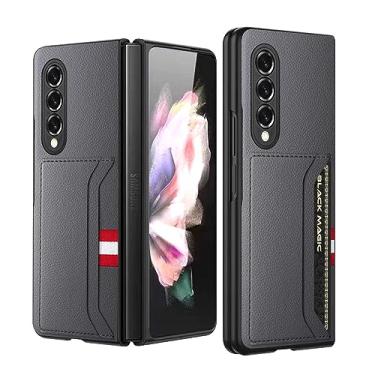 Imagem de Capa fina de couro fosco para Samsung Galaxy Z Fold 5 3 4 Fold4 Fold2 Fold5 Fold3 Fold 2 5G Bolsa para celular com bolso para cartão, cinza, para Samsung Z Fold 5