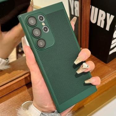 Imagem de Capa de malha respirável com dissipação de calor para Samsung Galaxy S25 S24 S23 S22 S21 S20 Fe Note 20 Ultra Plus A54 A24 A34 Capa rígida para PC (para S21/verde escuro)