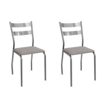 Imagem de Cadeira Sala De Jantar Bali 2c141cr Aço Kit 2 Un Cromado-boucle Cinza - Kappesberg