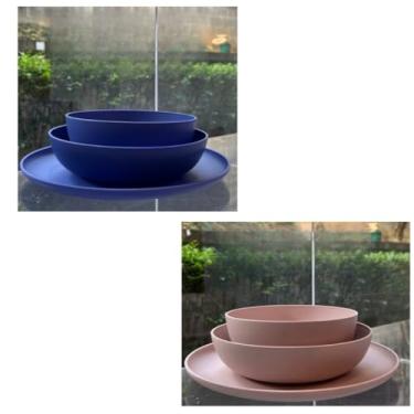 Imagem de ogo de 3 Pratos Resistente Linha Colours – Variedade de Cores, Livre de BPA e Uso no Micro-ondas | Prato Raso, Fundo e Bowl Modernos(Kit 2 jogos de pratos/Mirt/Ros)