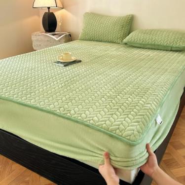 Imagem de Lençol de elástico macio e quente, protetor de colchão com bolso profundo espesso, elástico antiderrapante, aconchegante para todas as estações, roupa de cama de luxo para casal queen, tamanho king