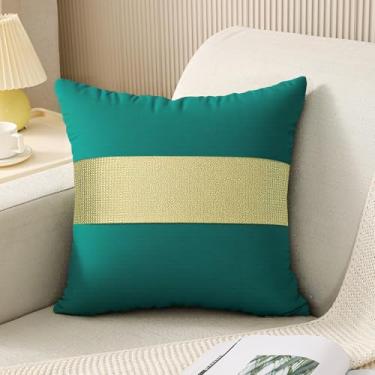 Imagem de Fronha decorativa de diamante dourado de alta qualidade com padrão geométrico para sofá, sofá, quarto, hotel (verde)