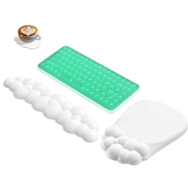 Imagem de AKIT Mouse Pad Ergonômico Com Massagem De Bolhas E Apoio Para Pulso Teclado Computador, Em Nuvem Suporte Fofo, Mousepad Branco Macio Jogos, Mesa Escritório