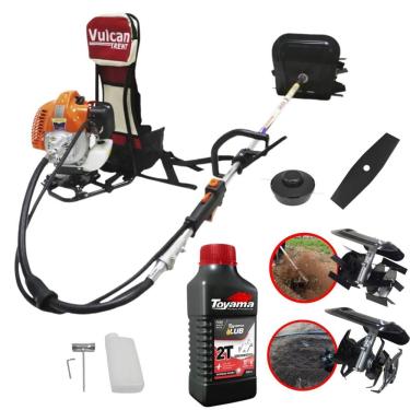 Imagem de Roçadeira Costal Multifuncional Vulcan Vrc430 2t 43cc 1,7hp Com Enxada Capinadeira E Cultivadora + Óleo Toyama Fg50 500