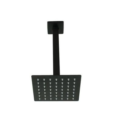 Imagem de Ducha Inox Black Matte 15 cm Com Braço Suporte de Teto - AMG Metais