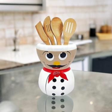 Imagem de Porta Colher de Pau e utensílios Cozinheiro Cheff Ceramica - POTE - De