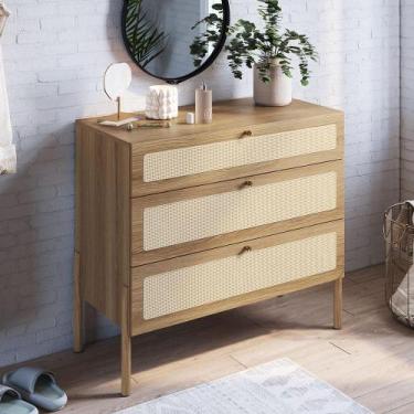 Imagem de Cômoda Com 03 Gavetas Para Quarto Closet Pés Madeira Moss A03 Hanover 