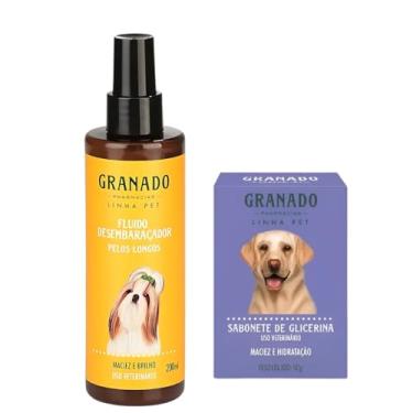 Imagem de Kit Pet Fluido Desembaraçador + Sabonete Glicerina Brilho Maciez Limpeza Suave Cães Gatos