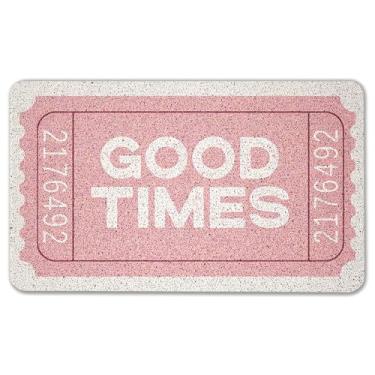 Imagem de WARDOS Tapete rosa preppy, capacho rosa retrô Good Times para entrada interna e externa, tapete de boas-vindas moderno Y2K para meninas, dormitório, apartamento, banheiro, 43 x 76 cm