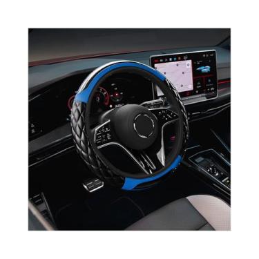 Imagem de ZNDAW Capa de volante, protetor de couro, amortecimento confortável para volantes de 35 a 38 cm, respirável, antiderrapante, envoltório de roda automotiva, decoração de interiores de carro para