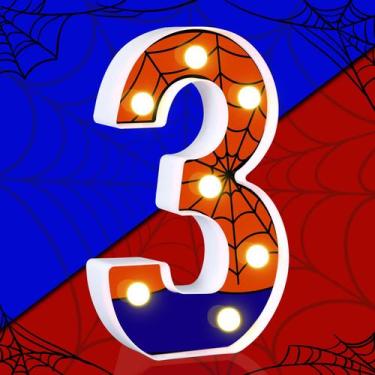 Imagem de Luz noturna AXBMM 8,5 cm Light up Number 3 Spider Birthday