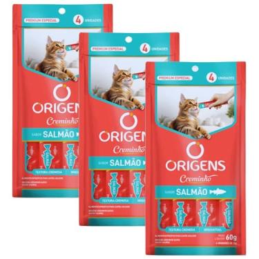 Imagem de Origens Creminho Gatos Salmão 60g 3un Igual Churu Sachê