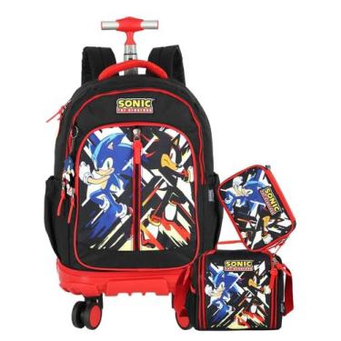 Imagem de Kit Escolar Sonic Mochila Rodinha + Lancheira + Estojo Box - Luxcel