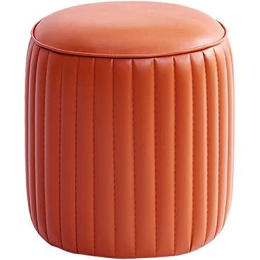 Imagem de SENNIAN Banqueta redonda de couro PU otomano, sala de estar, quarto, varanda, assento de mudança, com pés antiderrapantes silenciosos, alta resiliência, vários