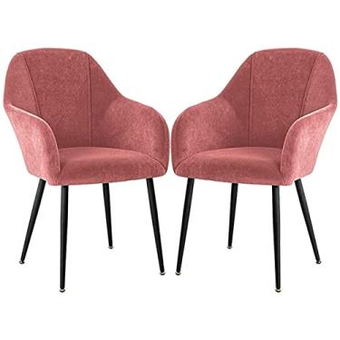 Imagem de Conjunto de cadeiras de jantar – Cadeiras de canto para cozinha, conjunto de 2 cadeiras de jantar, pernas de metal modernas para sala de estar, almofadas antiderrapantes, cadeira fofa e confortável